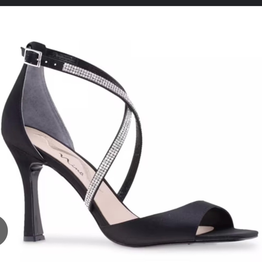 Elegant Nina Black Strappy Heels